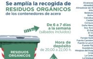 Se amplia la recogida de RESIDUOS ORGÁNICOS de los contenedores de acera