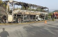 Un autobús de línea Carreras queda calcinado en Rute