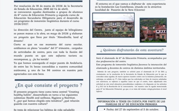 El CEIP Rodríguez Vega de Almedinilla logra la mejor puntuación de Andalucía en un programa nacional de inmersión lingüística