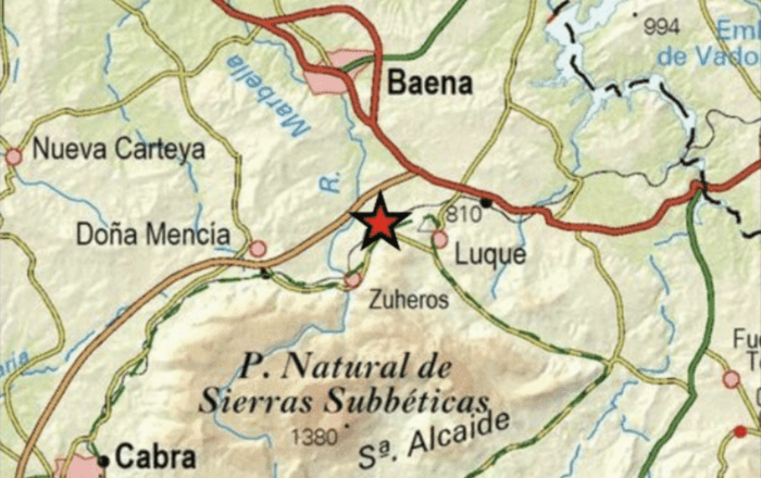 El Instituto Geográfico Nacional detecta un terremoto de 1,6 grados con epicentro en la localidad de Luque