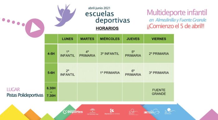 El Ayuntamiento de Almedinilla pone en marcha el programa de Escuelas Deportivas en Almedinilla y Fuente Grande