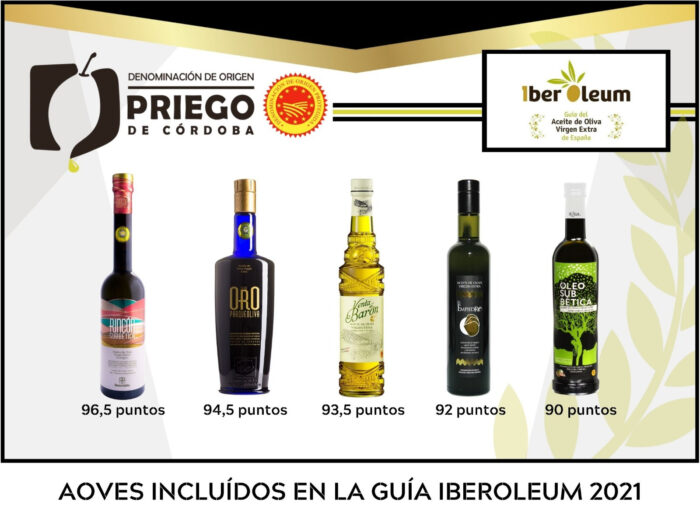 Cinco AOVES con sello prieguense presentes en a guía IberOleum 2021