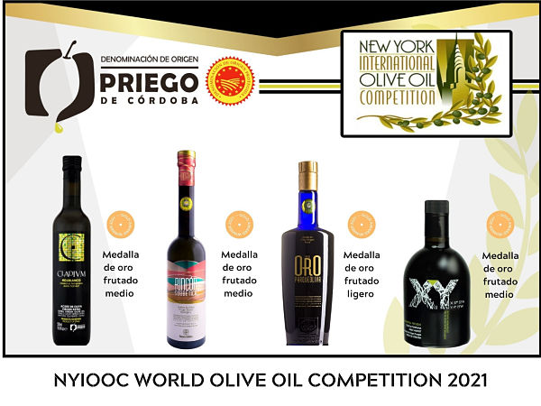 Cuatro aceites de oliva virgen extra de la DOP Priego de Córdoba, premiados en el Concurso Internacional NYIOOC