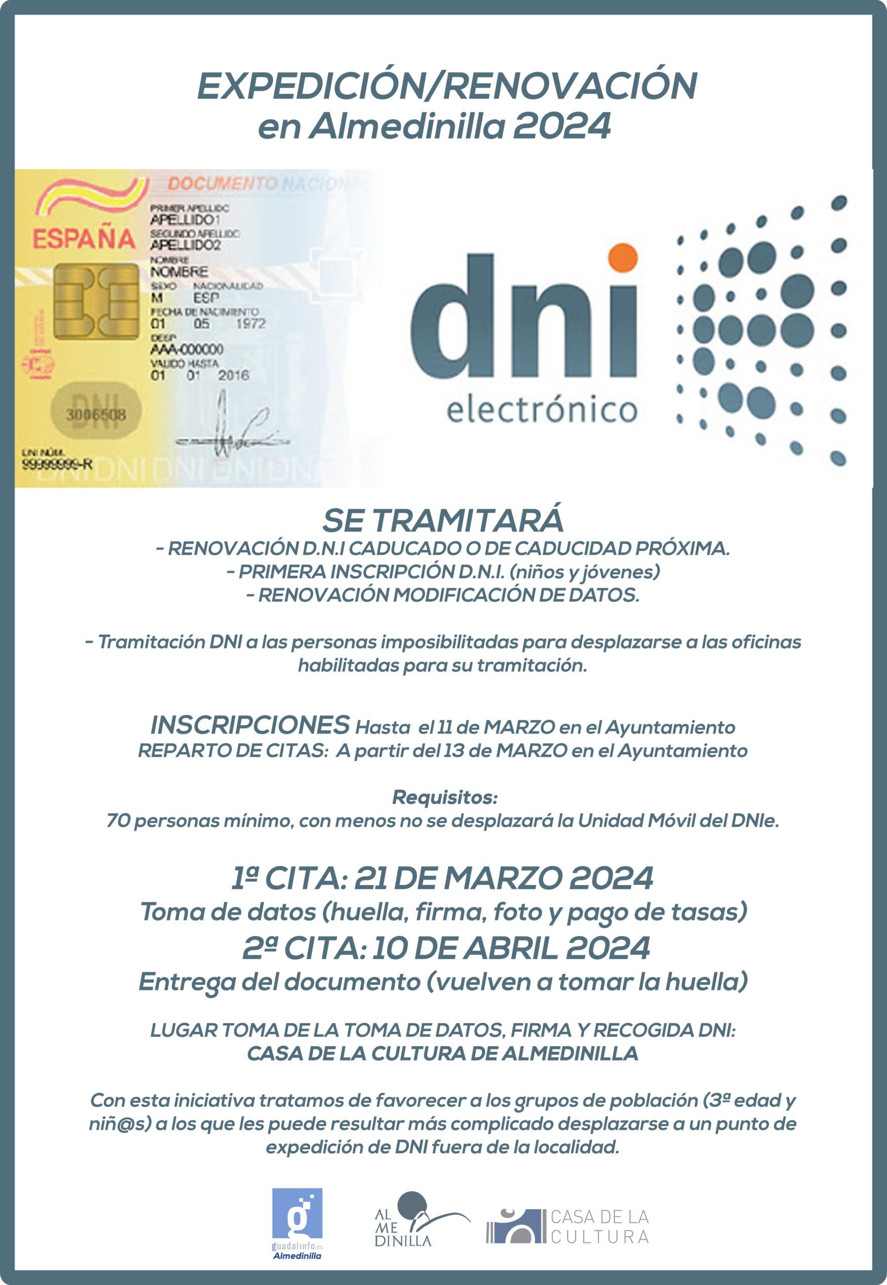 El DNI se podrá renovar en Almedinilla el próximo mes de marzo