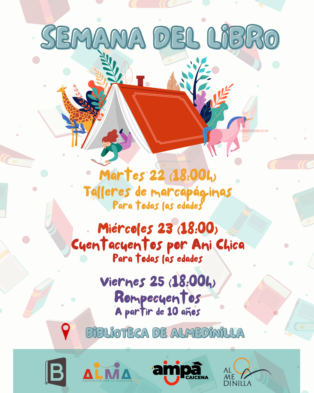📖 La Biblioteca de Almedinilla, en colaboración con AMPA Caicena y la Asociación ALMA, celebra la Semana del Libro