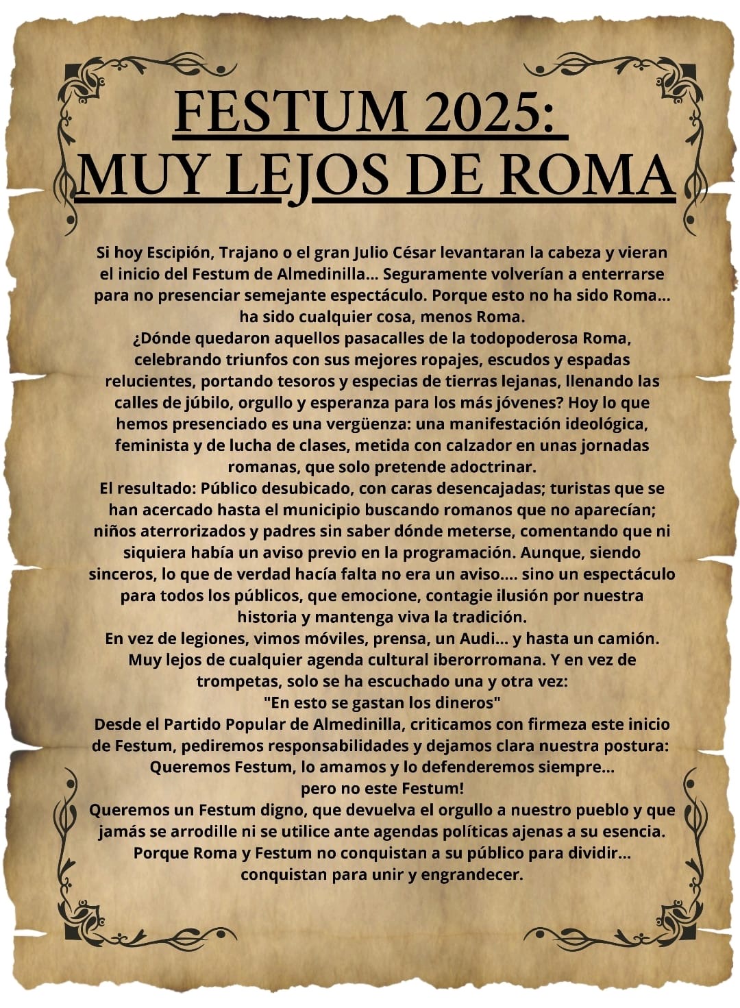 Festum 2025 muy lejos de Roma
