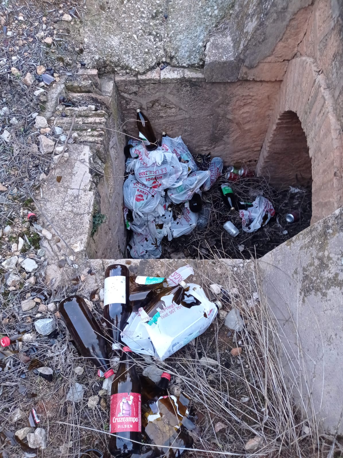Acumulación de residuos en el carril hacia el Pecho Cortijo